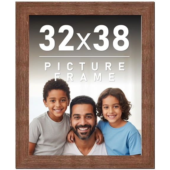 32x38 Frame Brown Distressed Barnwood Picture Frame | Rustic Farmhouse Photo Frame Includes UV