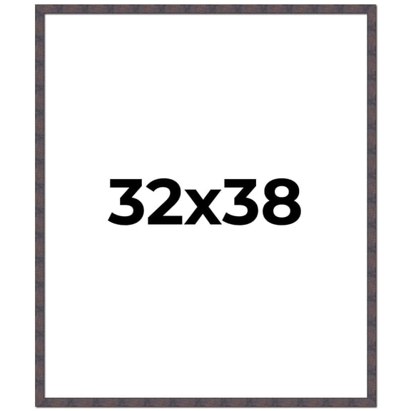 32x38 Frame Brown Rustic Lacquered Walnut Solid Wood Picture Frame Width | 0.875 Inch Moulding