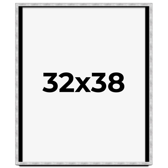 32x38 Frame Brushed Silver Solid Wood Picture Frame | 0.75 Inch Moulding Width | Rabbet Depth 0.75