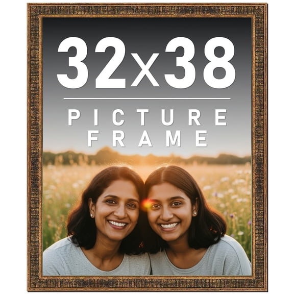 32x38 Frame Gold Picture Frame - Complete Modern Photo Frame Includes UV Acrylic Shatter Guard