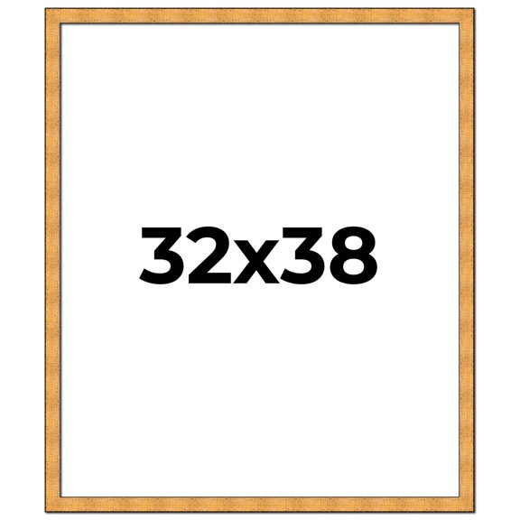 32x38 Frame Gold Rustic Solid Wood Picture Frame | 1.25 Inch Wide Moulding | Rustique Gold