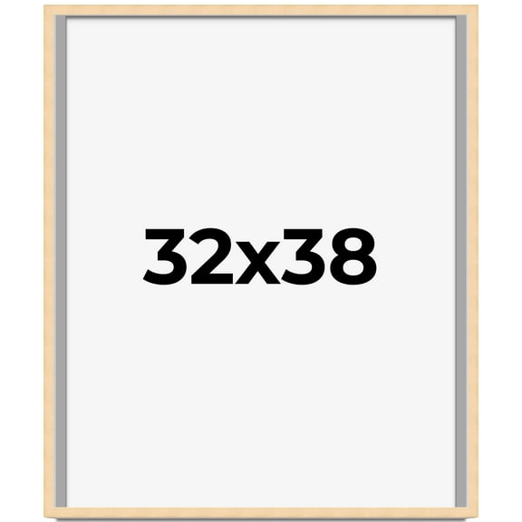32x38 Frame Natural Wood Picture Frame | 0.75 Inch Moulding Width | with UV Acrylic Plexiglass,