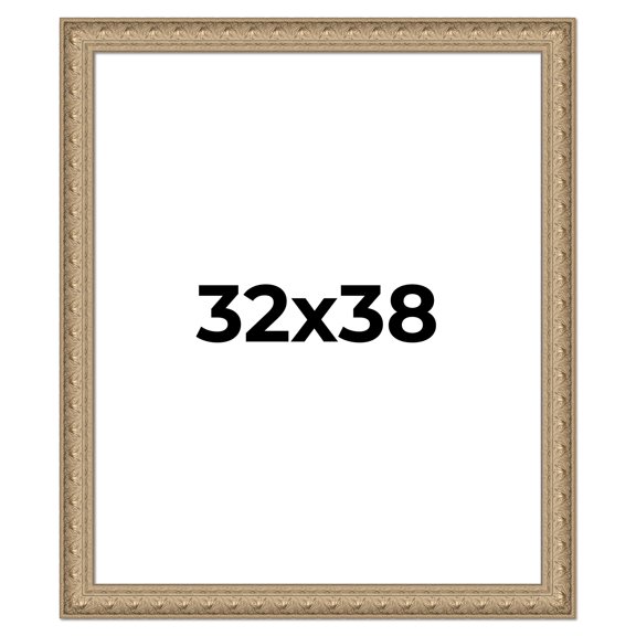 32x38 Frame Ornate Silver Beaded Solid Wood Picture Frame Width 2.5 Inches | Interior Depth 1