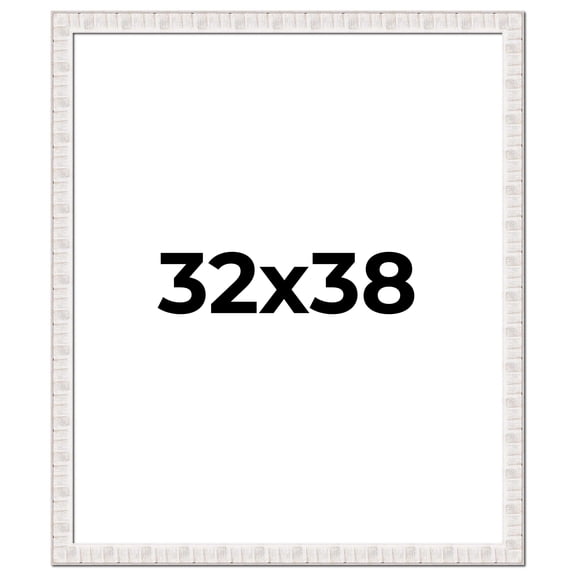 32x38 Frame White Sonoma Rustic Wood Picture Frame | 1.5 Inch Moulding Width | Complete with UV