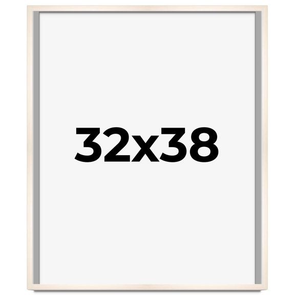 32x38 Shadow Box Cream of Wheat White Washed Display Frame | 0.875 Inches Deep Solid Wood Shadowbox