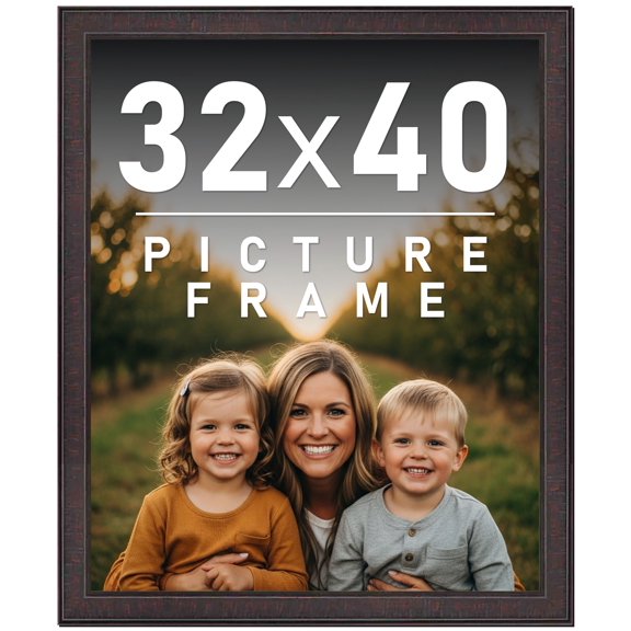 32x40 Frame Brown Picture Frame - Complete Modern Photo Frame Includes UV Acrylic Shatter Guard