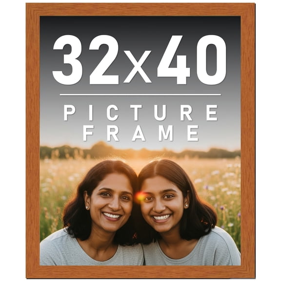 32x40 Frame Honey Pecan Brown Picture Frame - Modern Photo Frame Includes UV Acrylic Shatter Guard