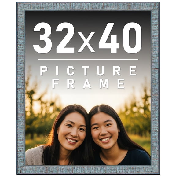32x40 Frame Rustic Sky Blue Solid Wood Picture Frame | 0.75 Inch Moulding Width |Includes UV