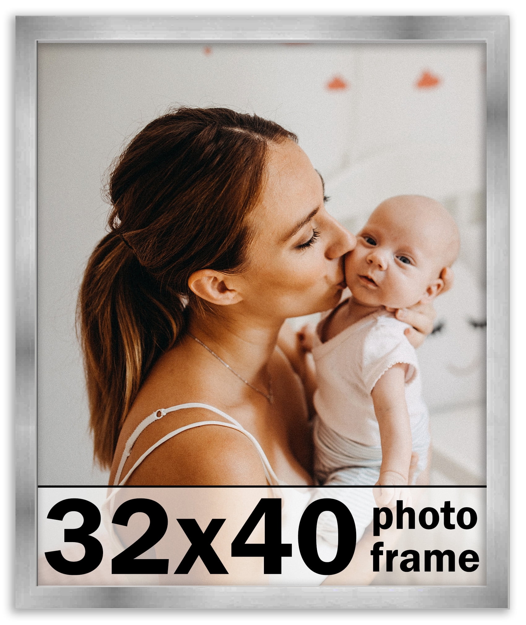 32x40 Frame Silver Stainless Steel Solid Wood Picture Frame | 0.75 Inch ...