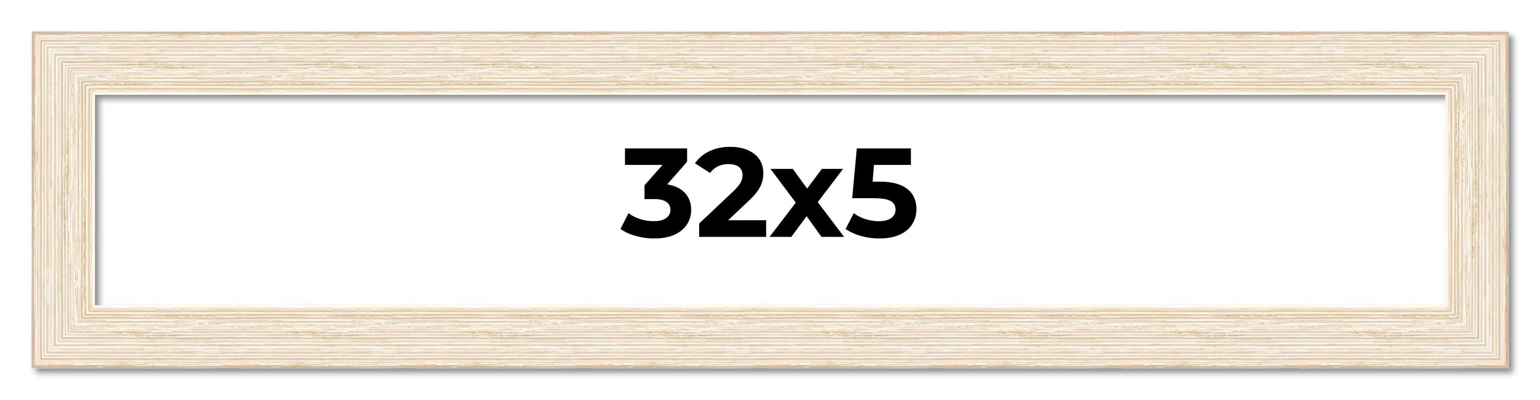 32x5 Frame White Barnwood Picture Frame Includes UV Acrylic Plexiglass ...