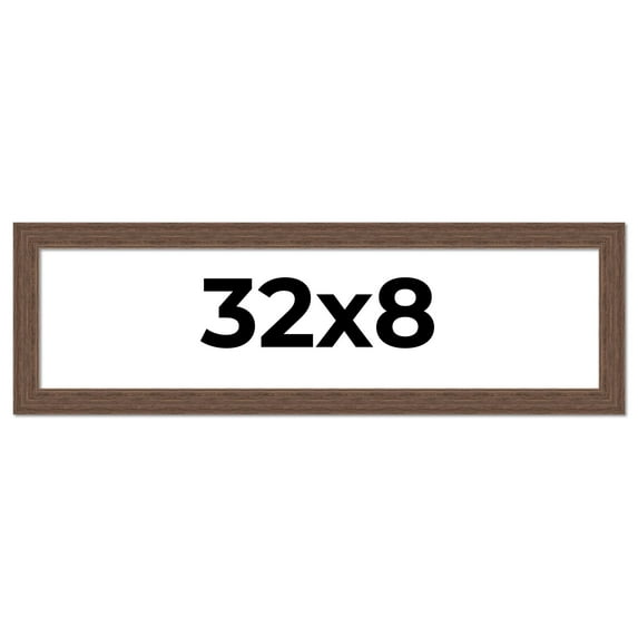 32x8 Frame Brown Distressed Barnwood Picture Frame | Rustic Farmhouse Photo Frame Includes UV