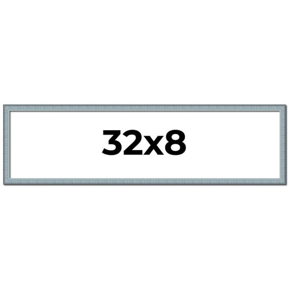 32x8 Frame Rustic Sky Blue Solid Wood Picture Frame | 0.75 Inch Moulding Width |Includes UV Acrylic