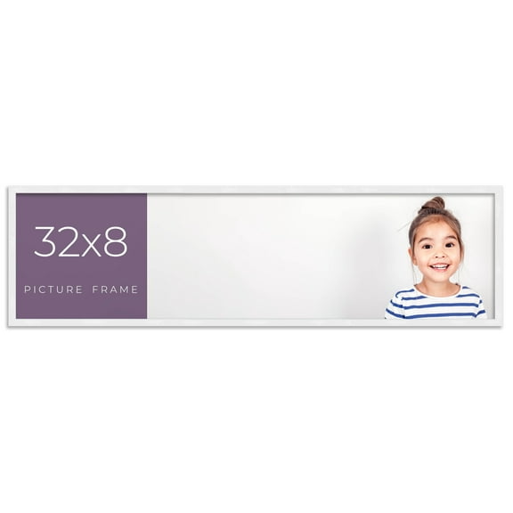 32x8 Frame White Real Wood Picture Frame Width 0.75 inches | Interior Frame Depth 0.5 inches |