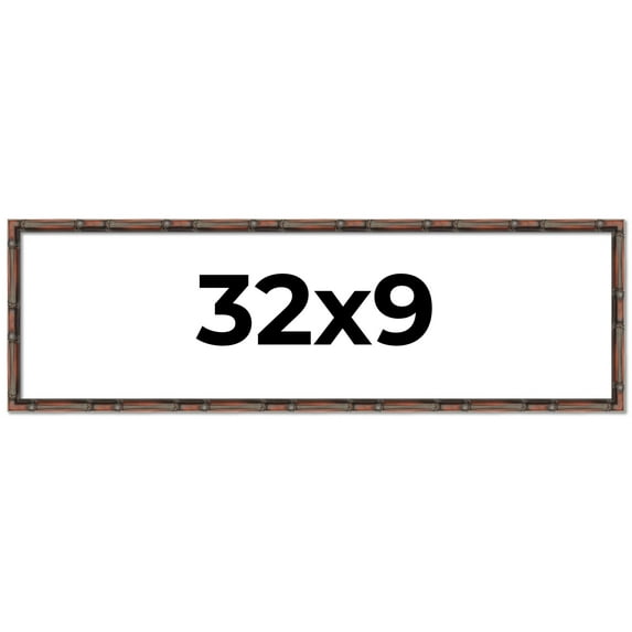 32x9 Frame Brown Bamboo with Dark Coffee/Walnut Finish | Solid Wood Picture Frame Width 0.75 Inches