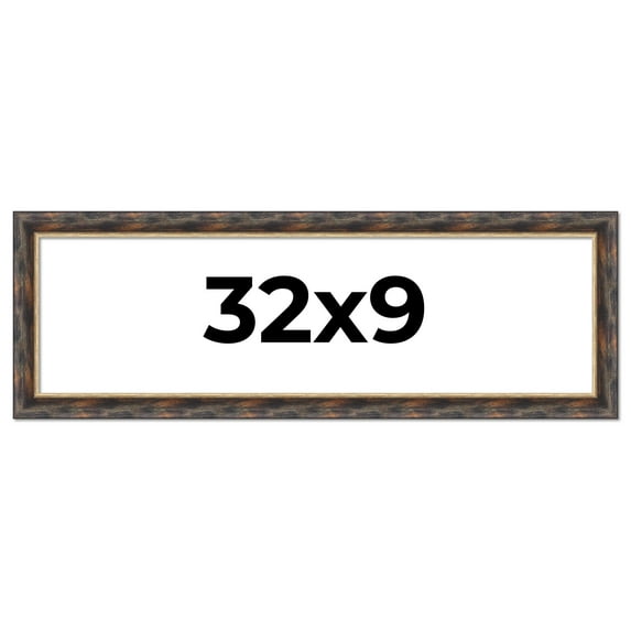 32x9 Frame Gold Real Wood Picture Frame Width 1.5 inches | Interior Frame Depth 0.5 inches |