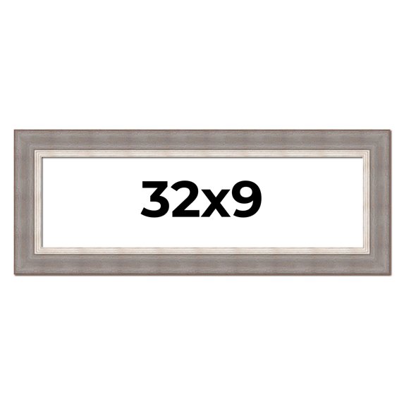 32x9 Frame Grey Real Wood Picture Frame Width 2.75 Inches | Interior Frame Depth 0.5 Inches | Linus