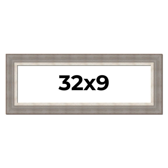 32x9 Frame Grey Real Wood Picture Frame Width 2.75 Inches | Interior Frame Depth 0.5 Inches | Linus