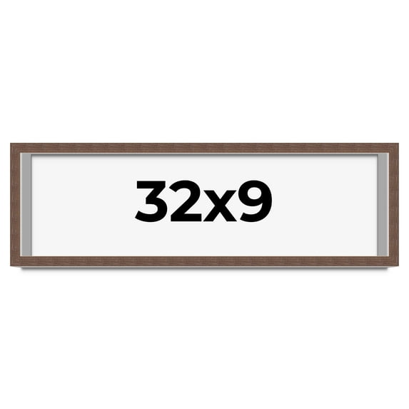 32x9 Shadow Box Frame Brown | 1.125 inches Deep Real Wood Rustic Shadowbox Display Frame | UV