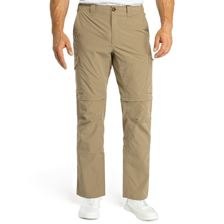 33,000ft Men's Convertible Hiking Pants, Quick Dry Stretch Zip-Off  Lightweight Cargo Pants for Camping Fishing Light Brown 36W x 32L