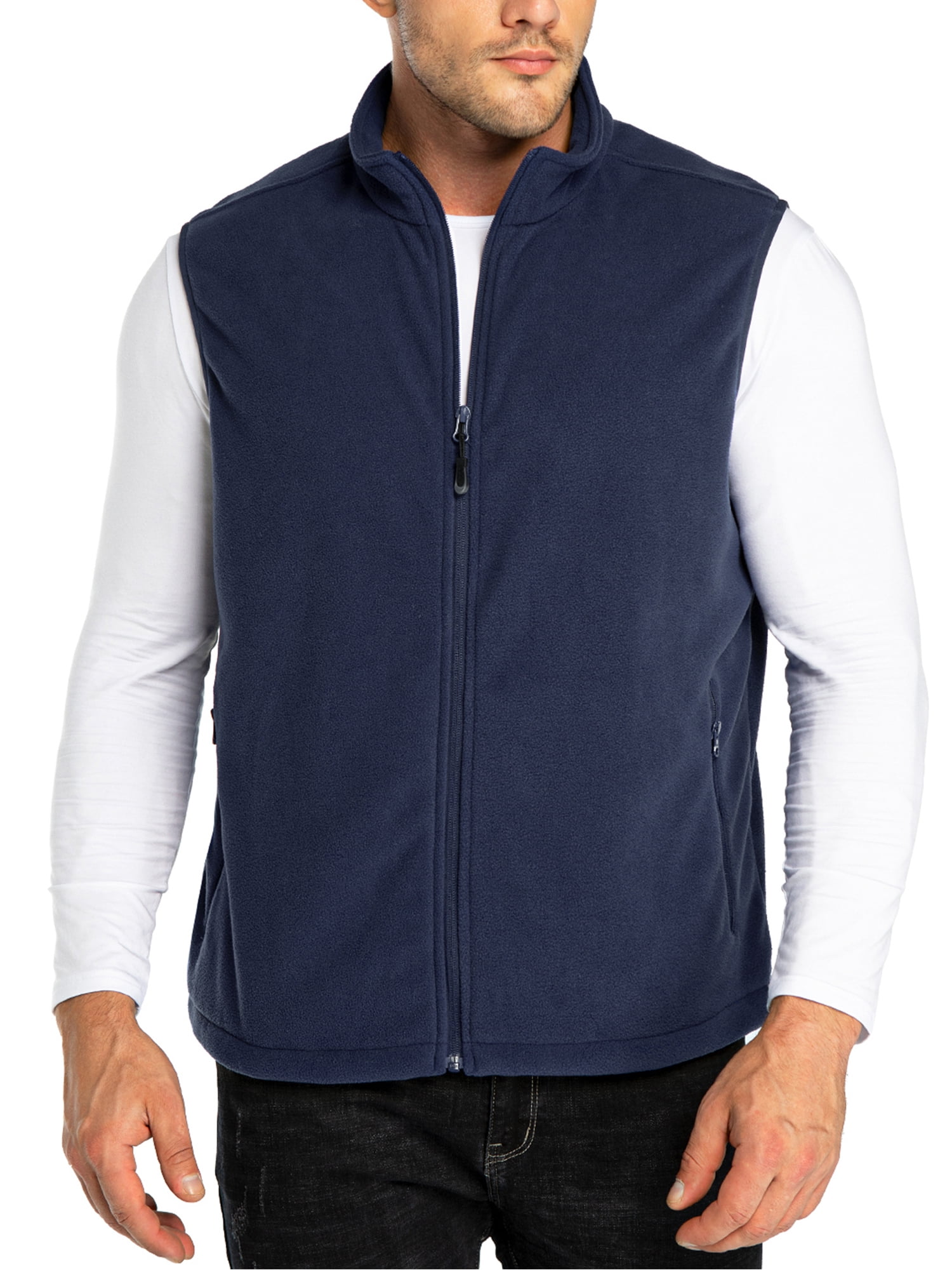 33,000ft Men's Fleece Vest, Lightweight Warm Zip Up Polar Vests Outerwear  with Zipper Pockets, Sleeveless Jacket