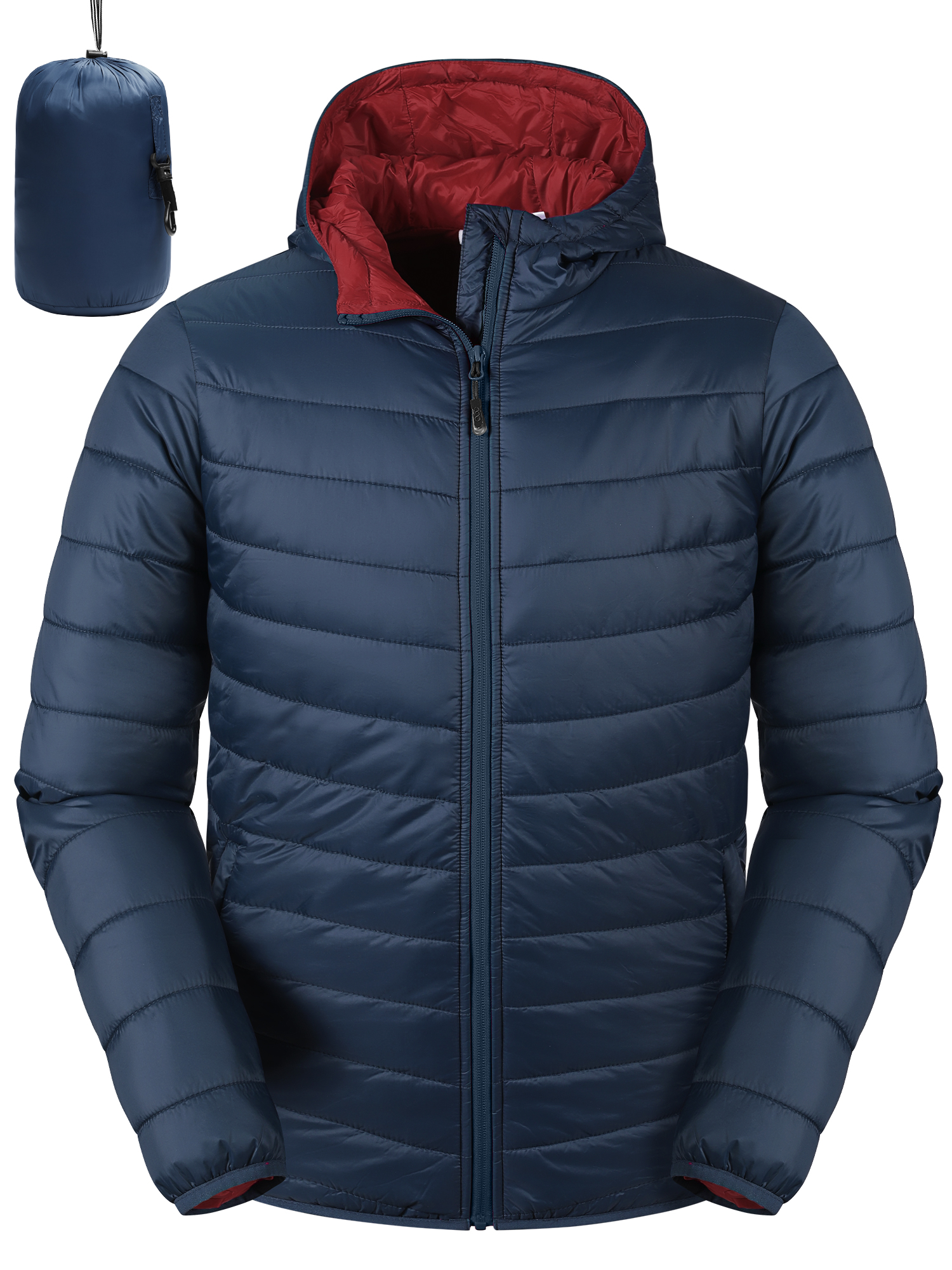Men's Plus Size Lightweight Hooded Puffer Jacket