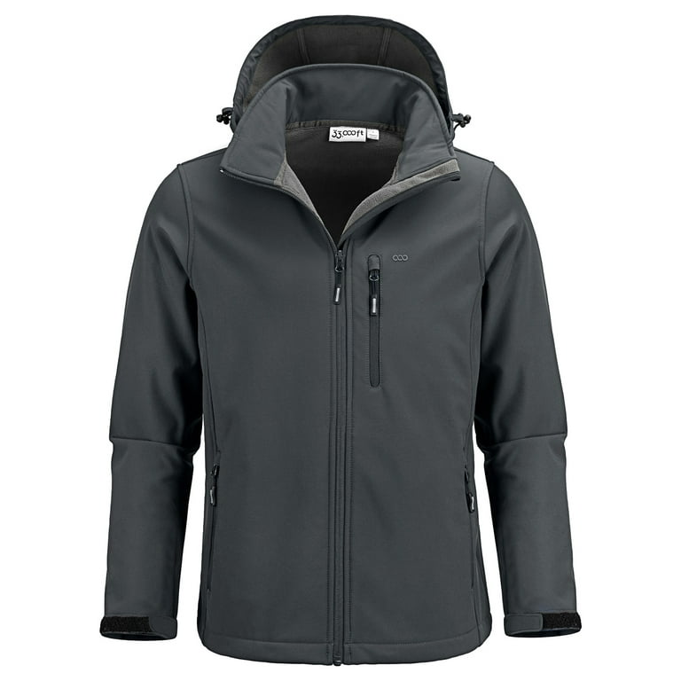 33,000ft Men's Lightweight Softshell Jacket Fleece Lined Hooded Water  Resistant Winter Hiking Windbreaker Jackets