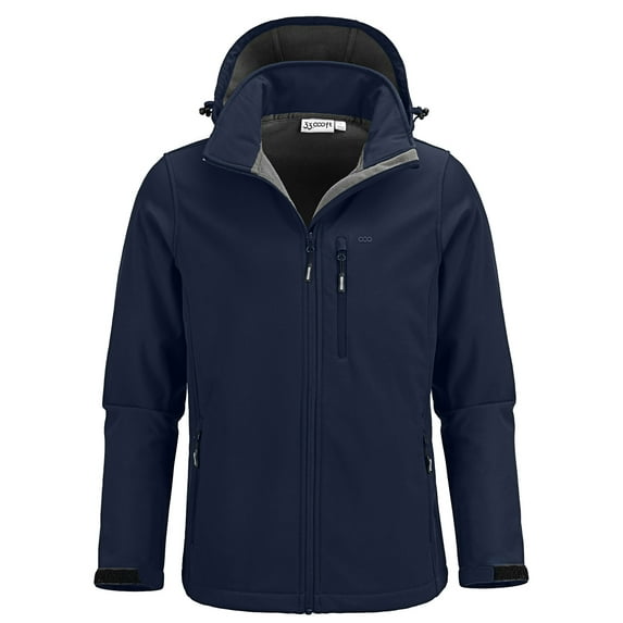 33,000ft Men's Lightweight Softshell Jacket Fleece Lined Hooded Water Resistant Winter Hiking Windbreaker