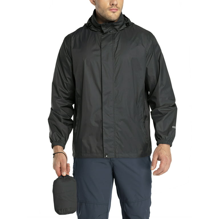33,000ft Men's Packable Rain Jacket Hooded Lightweight Waterproof
