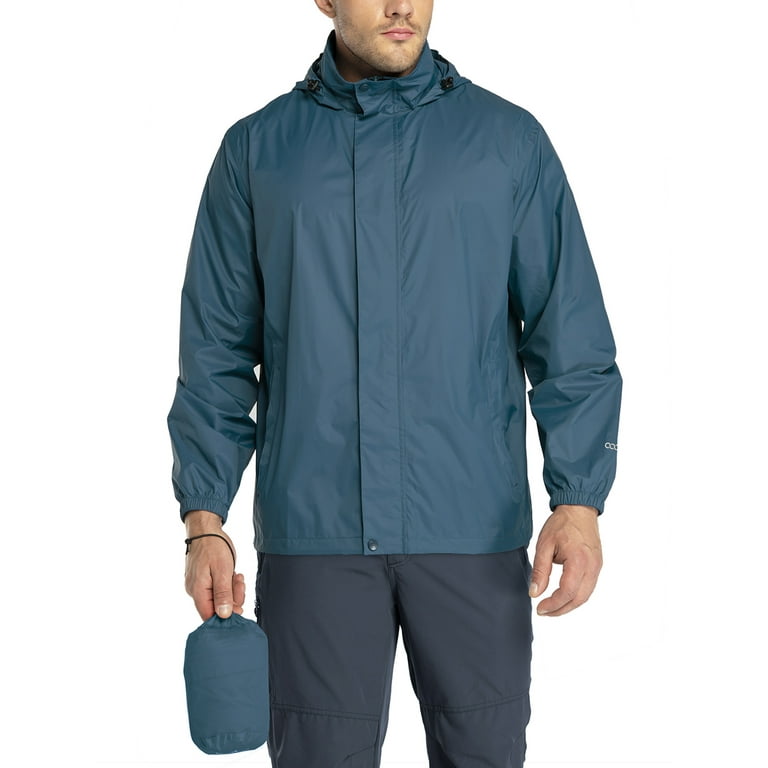 33,000ft Men's Packable Rain Jacket Hooded Lightweight Waterproof