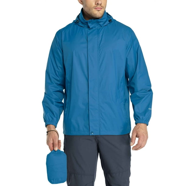 33 000ft Men s Packable Rain Jacket Hooded Lightweight Waterproof Rain Shell Jacket Raincoat for Hiking Golf Cycling Walmart Business Supplies
