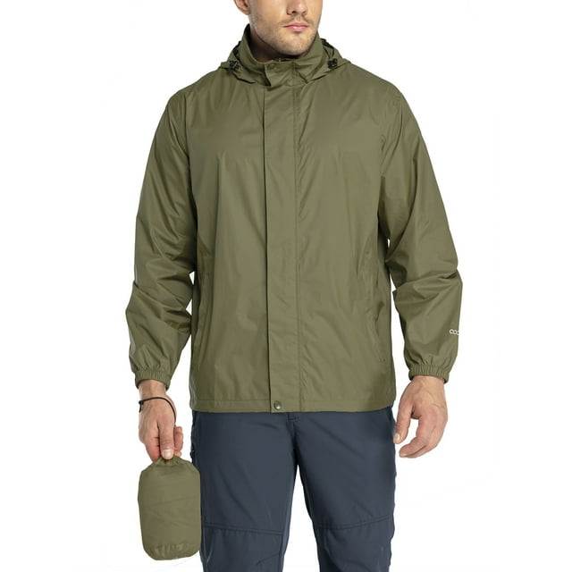 33,000ft Men's Packable Rain Jacket Hooded Lightweight Waterproof Rain