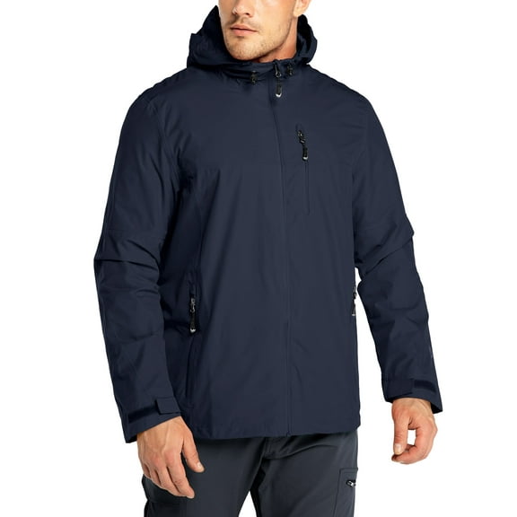 33,000ft Men's Rain Jacket Waterproof Cycling Running Raincoat with Hood Lightweight Windbreaker Shell with Mesh Lining
