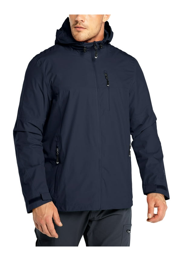 Men's Rain Jacket Waterproof Cycling Running Raincoat with Hood Lightweight Windbreaker Shell with Mesh Lining