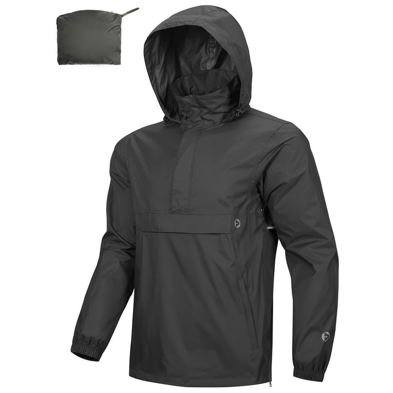 33,000ft Men's Rain Jacket Waterproof Lightweight Packable Rain Pullover  for Hiking Golf Running