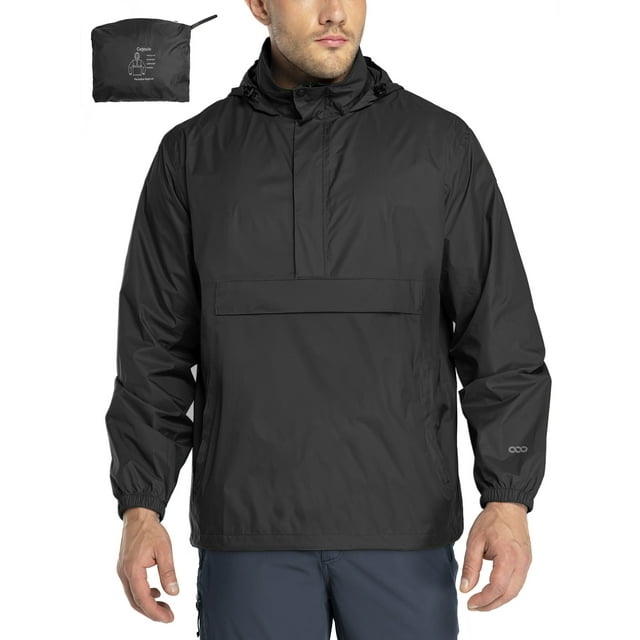 33,000ft Men's Rain Jacket Waterproof Lightweight Packable Rain Pullover for Hiking Golf Running