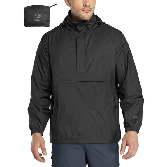 33,000ft Men's Rain Jacket Waterproof Lightweight Packable Rain Pullover for Hiking Golf Running