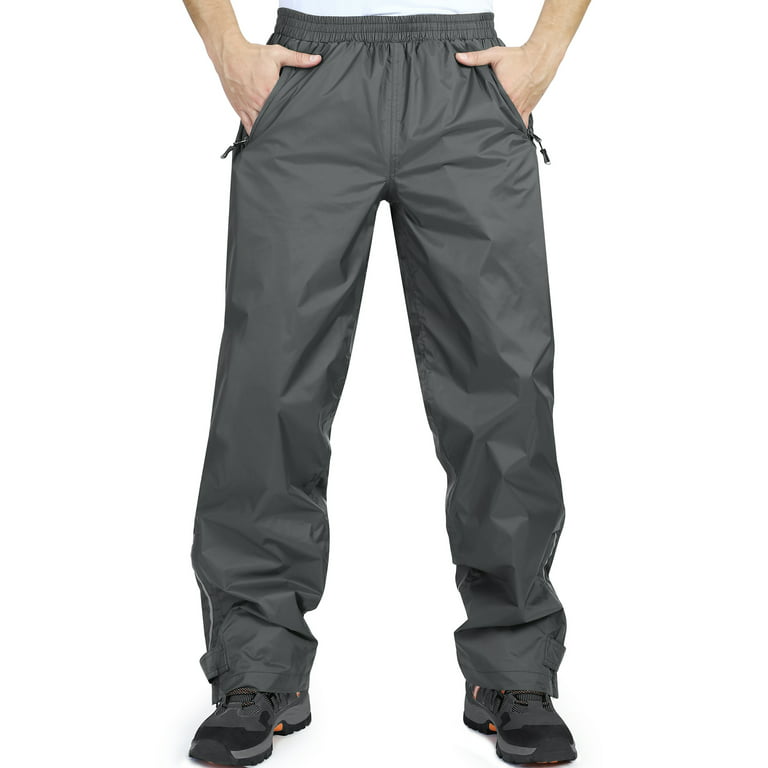 33,000ft Men's Rain Pants, Waterproof Rain Over Pants, Windproof Outdoor Pants for Hiking, Fishing, Size: 40W x 30L, Gray