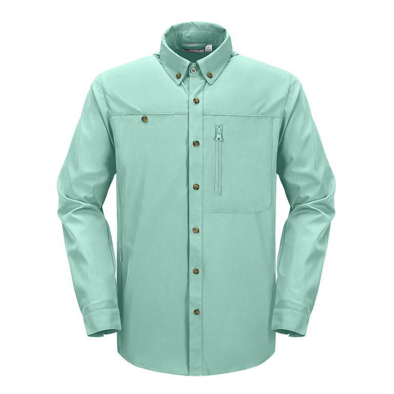 qualidyne Men's UPF 50 Sun Protection Shirt Long Sleeve SPF Fishing Hiking  Shirt for Men Lightweight UV Protection Clothing