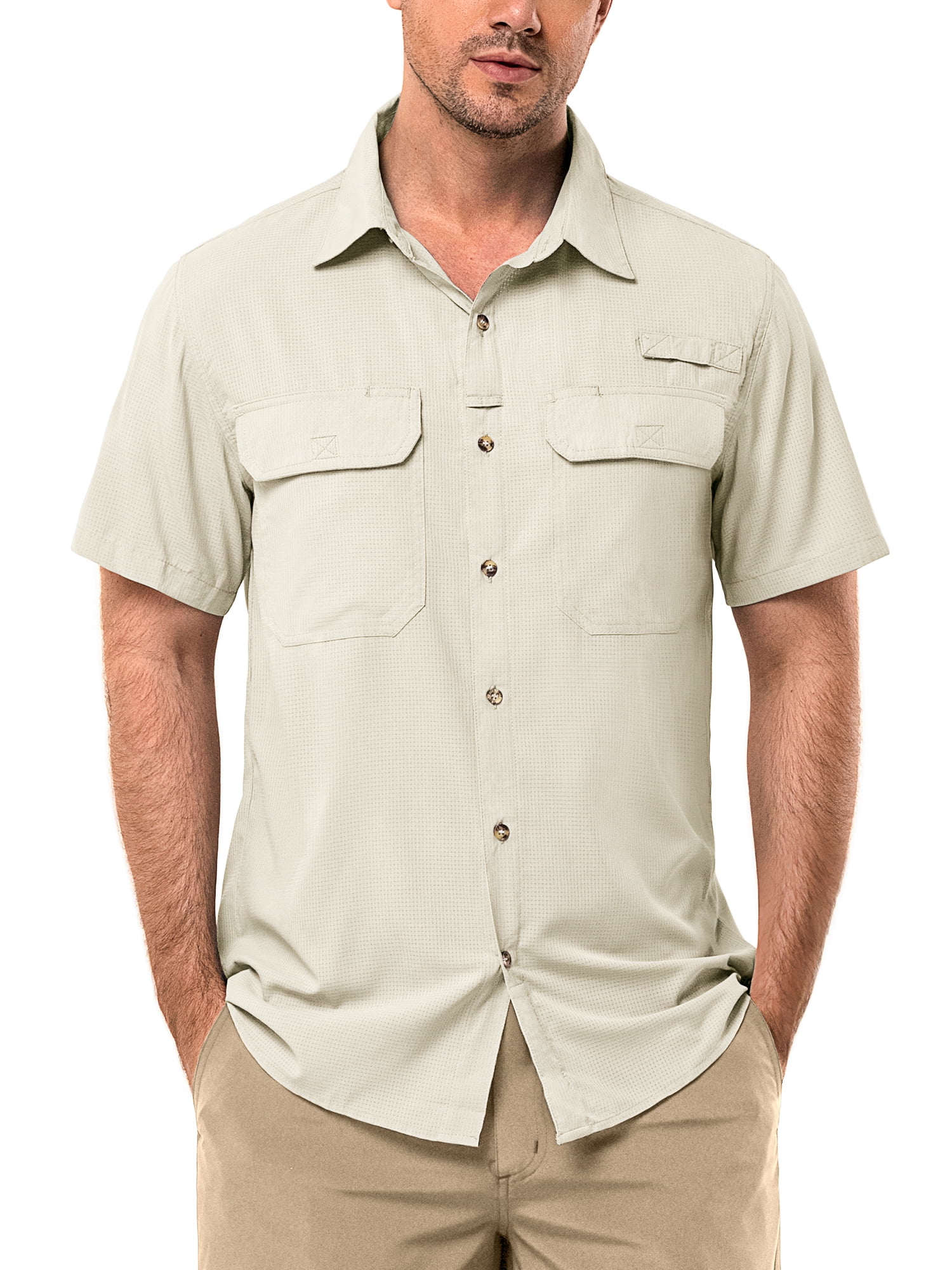 33,000ft Men's UPF 50+ UV Short Sleeve Hiking Fishing Shirt Quick Dry Cooling PFG Sun Protection Shirt for Travel Safari