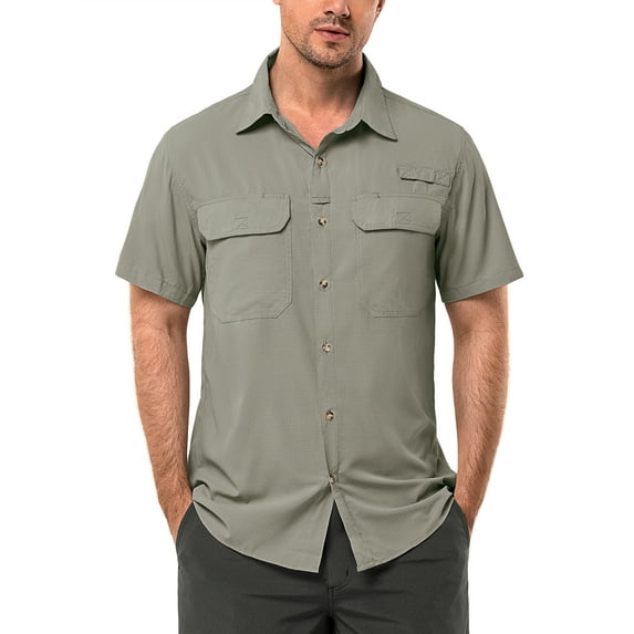 33,000ft Men's UPF 50+ UV Short Sleeve Hiking Fishing Shirt Quick Dry Cooling PFG Sun Protection Shirt for Travel Safari