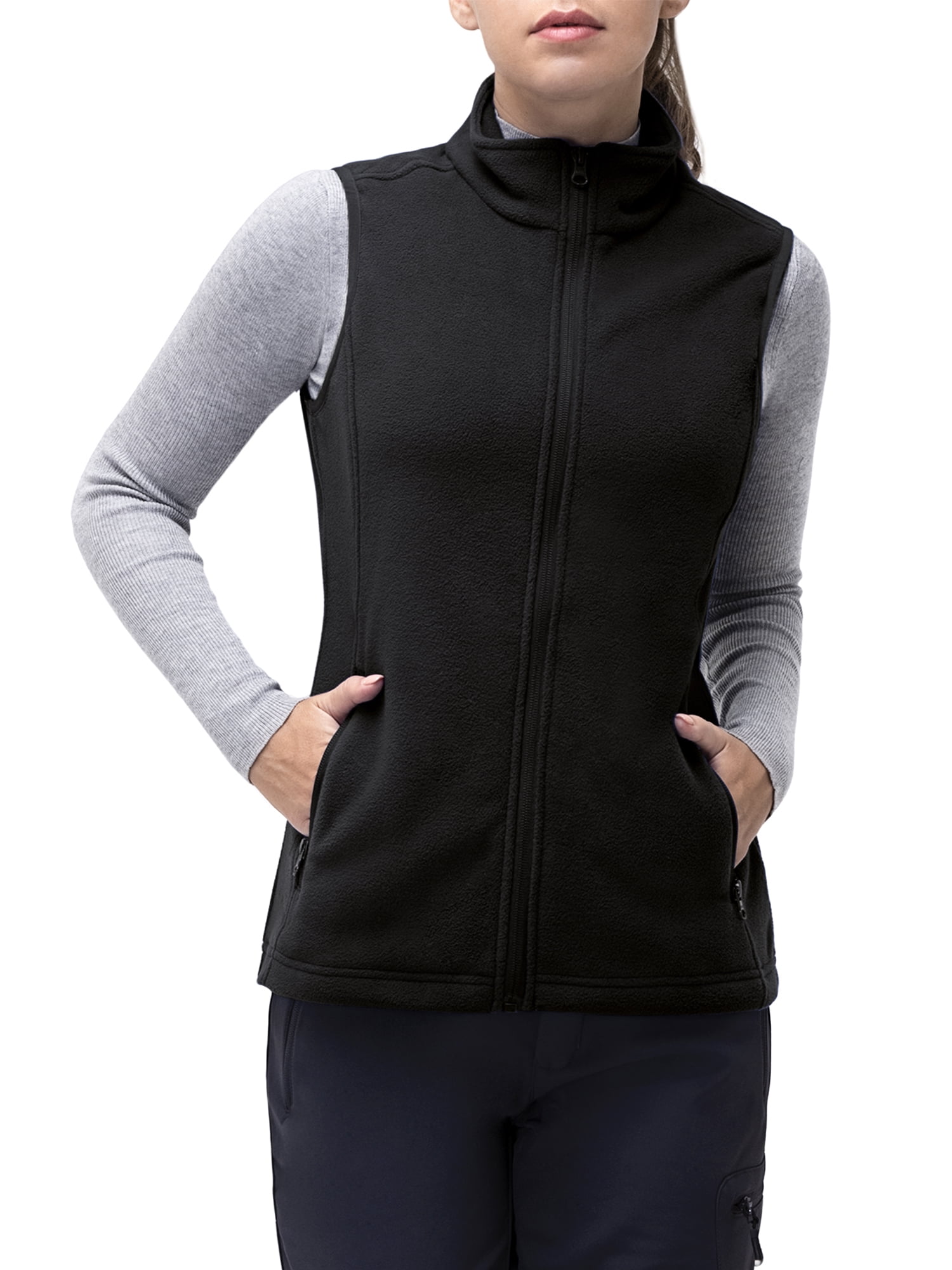 Women's Sleeveless Polar Fleece Vest No Hood Zip Up Jacket Sherpa Thermal  Plush Waistcoat Casual Trendy Striped Vests