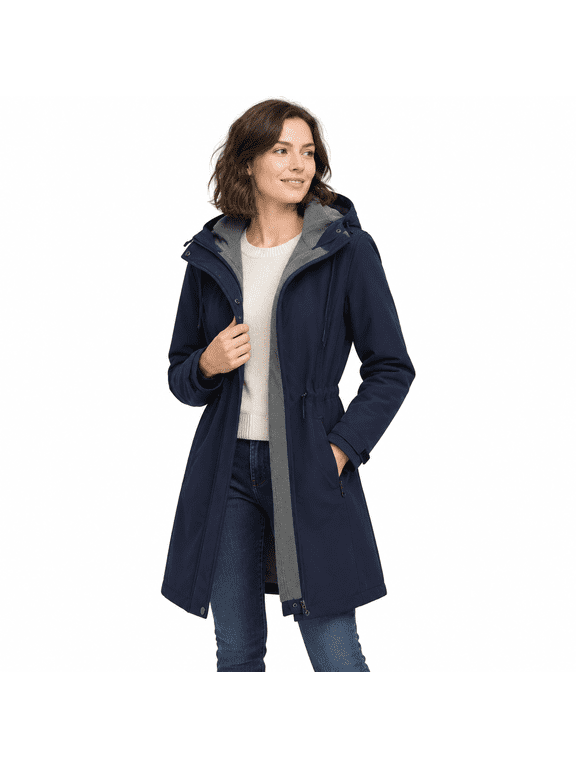 33 000ft Women's Hooded Softshell Jacket Fleece Lined Waterproof Raincoat