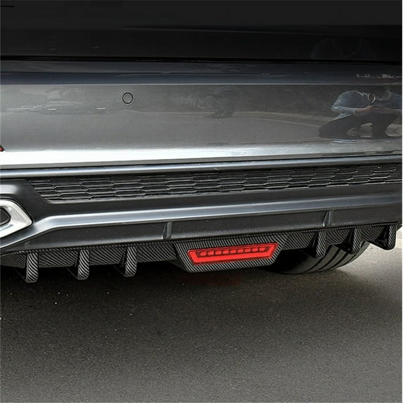 33 1/2" Car Rear Bumper Diffuser Spoiler w/ LED Reflector Light Carbon Fiber ABS