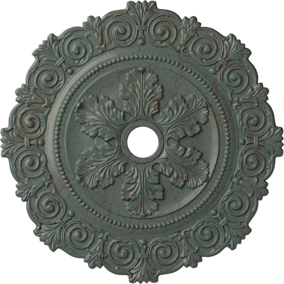 33 1/4"OD x 3 5/8"ID x 1"P Scroll Medallion (Fits Canopies up to 3 5/8"), Hand-Painted Cloud Burst Crackle