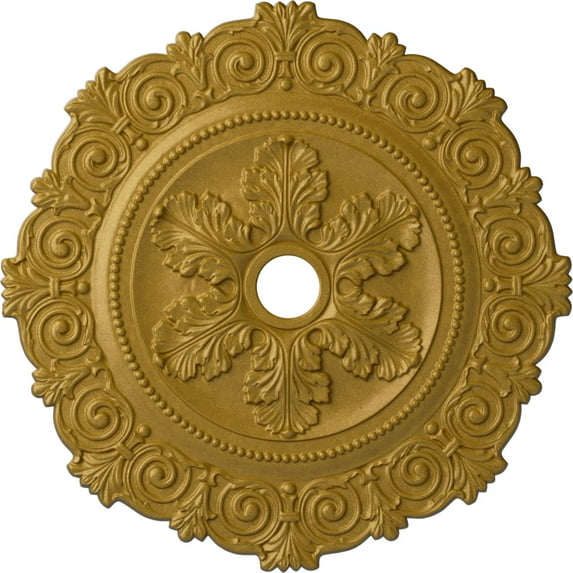 33 1/4"OD x 3 5/8"ID x 1"P Scroll Medallion (Fits Canopies up to 3 5/8"), Hand-Painted Pharaohs Gold