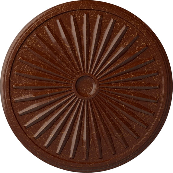 33 1/8"OD x 3 1/2"ID x 1 3/8"P Leandros Ceiling Medallion (Fits Canopies up to 5"), Hand-Painted Burnished Mahogany Crackle