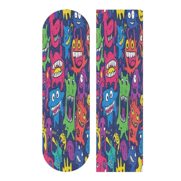 33.1" x 9.1" PVC Anti-Slip Pad Skateboard Anti-Slip Pad with High-Density Sand Grain Surface Monsters