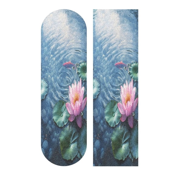 33.1" x 9.1" Skateboard Grip Tape Diamond Grit Surface, Heavy-Duty PVC Backing Non Slip Ease to Apply A Pink Lotus