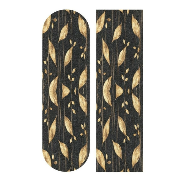 33.1" x 9.1" Skateboard Grip Tape Diamond Grit Surface, Heavy-Duty PVC Backing Non Slip Ease to Apply Delicate Gold Leaf Pattern