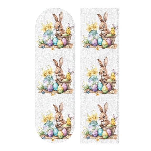 33.1" x 9.1" Skateboard Grip Tape Diamond Grit Surface, Heavy-Duty PVC Backing Non Slip Ease to Apply Easter Bunny with Chick